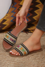 Load image into Gallery viewer, Chestnut Bohemian Pattern Crochet Faux Leather Beach Slippers