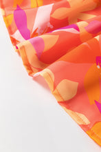 Load image into Gallery viewer, Orange Abstract Print Ruffled Sleeve V Neck Dress