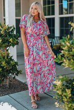 Load image into Gallery viewer, Rose Wrap V Neck Floral Maxi Dress