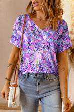 Load image into Gallery viewer, Sky Blue Loose Painted Floral Tee