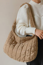 Load image into Gallery viewer, White Quilted Zipper Large Shoulder Bag