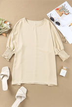 Load image into Gallery viewer, White Smocked Wrist Shift Top