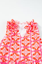 Load image into Gallery viewer, Blue Floral Print Frilly Neck Sleeveless Tiered Maxi Dress