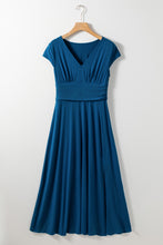Load image into Gallery viewer, Phalaenopsis Short Sleeve Shirred High Waist V Neck Maxi Dress