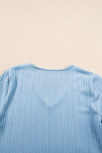 Load image into Gallery viewer, Beau Blue Ruffled Half Sleeve V Neck Textured Top