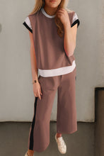 Load image into Gallery viewer, Strawberry Pink Color Block Detail Casual Two-piece Set