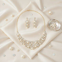 Load image into Gallery viewer, Bib Wedding or Event Gold and Pearl Rigid Necklace