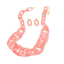Load image into Gallery viewer, Necklace Retro Long Marbled Pink Set for Women