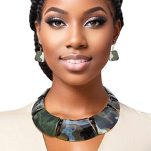 Load image into Gallery viewer, Necklace Marbled Camo Plate Collar for Women