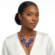 Load image into Gallery viewer, Bib Regal Tribal Purple Cracked Marquise Necklace