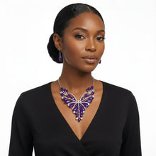 Load image into Gallery viewer, Bib Regal Tribal Purple Cracked Marquise Necklace