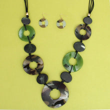 Load image into Gallery viewer, Long Linked Camouflage Rings Black Cord Necklace