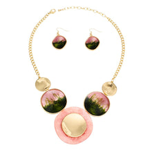 Load image into Gallery viewer, AKA Collar Pink Green Gradient Gold Disc Necklace