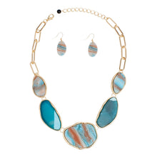 Load image into Gallery viewer, Collar Blue Agate Marbled Gold Necklace for Women