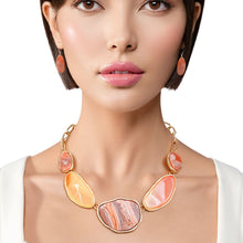 Load image into Gallery viewer, Collar Orange Agate Marbled Gold Necklace Women