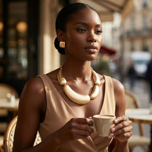 Load image into Gallery viewer, Matte Gold Collar Domed Industrial Link Necklace