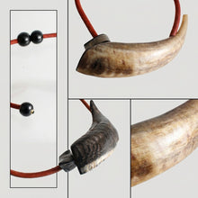 Load image into Gallery viewer, Red Leather Water Buffalo Horn Choker Necklace