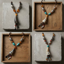 Load image into Gallery viewer, Real Buffalo Horn & Engraved Silver Necklace