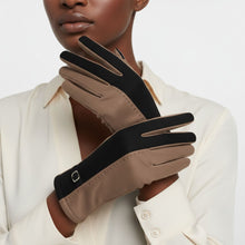 Load image into Gallery viewer, Black Taupe Faux Suede Touchscreen Winter Gloves