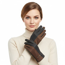 Load image into Gallery viewer, Gray Taupe Faux Suede Touchscreen Winter Gloves