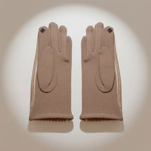 Load image into Gallery viewer, Beige Fur Stripe Leather Touchscreen Winter Gloves