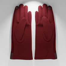 Load image into Gallery viewer, Wine Fur Stripe Leather Touchscreen Winter Gloves