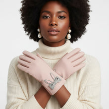 Load image into Gallery viewer, Pink Woolen Cute Rabbit Touchscreen Winter Gloves