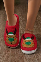 Load image into Gallery viewer, Fiery Red Christmas Reindeer Pattern Thick Sole Plush Slippers