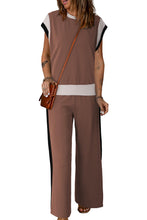 Load image into Gallery viewer, Strawberry Pink Color Block Detail Casual Two-piece Set