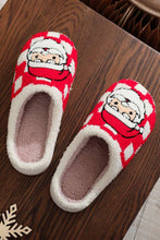 Load image into Gallery viewer, Fiery Red Checkered Santa Claus Graphic Plush Home Slippers