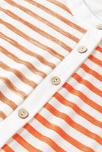 Load image into Gallery viewer, Orange Stripe Oversized Buttoned Front Sleeveless Wide Leg Jumpsuit
