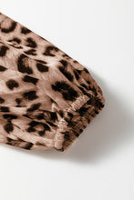 Load image into Gallery viewer, Brown Leopard Color Block V Neck Loose Fit Maxi Dress