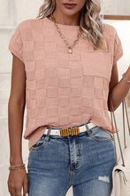 Load image into Gallery viewer, Dusty Pink Lattice Textured Knit Short Sleeve Sweater