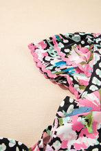 Load image into Gallery viewer, Pink Leopard Floral Ricrac Embellished Tiered Mini Dress