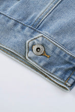 Load image into Gallery viewer, Sky Blue Sequin Embellished Fringe Distressed Denim Jacket