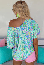 Load image into Gallery viewer, Sky Blue Loose Painted Floral Tee