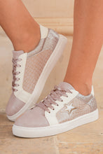 Load image into Gallery viewer, Gold Glitter Star Patchwork PU Leather Lace-up Sneakers