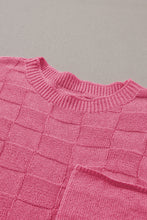 Load image into Gallery viewer, Dusty Pink Lattice Textured Knit Short Sleeve Sweater