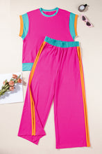 Load image into Gallery viewer, Strawberry Pink Color Block Detail Casual Two-piece Set