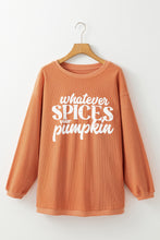 Load image into Gallery viewer, Orange Whatever Spices Your Pumpkin Graphic Corded Pullover Sweatshirt