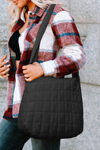 Load image into Gallery viewer, White Quilted Zipper Large Shoulder Bag