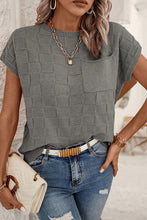 Load image into Gallery viewer, Dusty Pink Lattice Textured Knit Short Sleeve Sweater