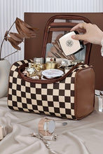 Load image into Gallery viewer, Black Checkered PU Leather Zipper Makeup Bag
