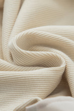 Load image into Gallery viewer, Beige Ruffle Flutter Sleeve High Neck Ribbed Blouse