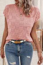 Load image into Gallery viewer, Dusty Pink Lattice Textured Knit Short Sleeve Sweater