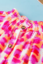 Load image into Gallery viewer, Green Abstract Print Button Back Ruffled High Neck Blouse