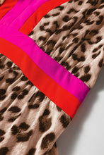 Load image into Gallery viewer, Brown Leopard Color Block V Neck Loose Fit Maxi Dress