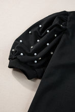Load image into Gallery viewer, Light Pink Rhinestone Pearl Puff Half Sleeve Top