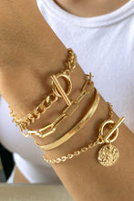 Load image into Gallery viewer, Gold Multi Layered Rhinestone Plated Chain Bracelet Set