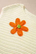Load image into Gallery viewer, White Flower Crochet Round Neck Knitted Top